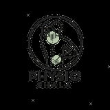 Physio Shala Logo mit zwei stilisierten Figuren und leuchtenden Hand- und Kopfakzenten