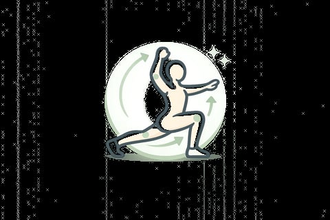 Silhouette of a figure in a yoga pose against a large glowing moon on a dark starry background