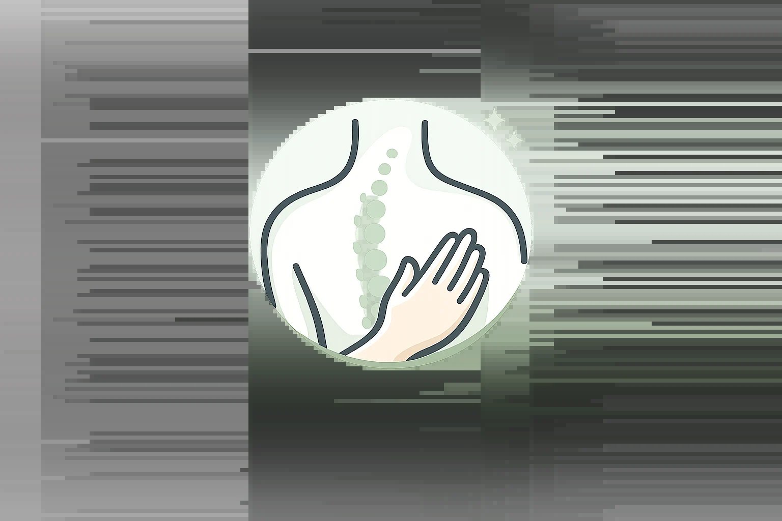 Circular illustration of hands gently holding a plant seedling against a dark textured background